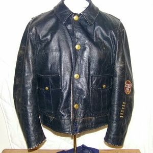 Leather Police motorcycle jacket old real